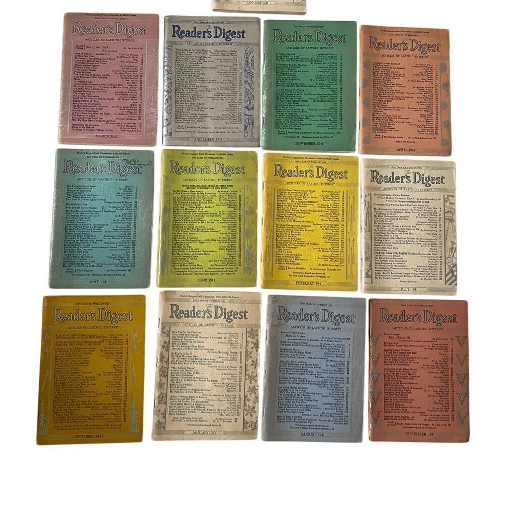 1941 Readers Digest 12pc Articles Of Lasting Interest WW2 Era